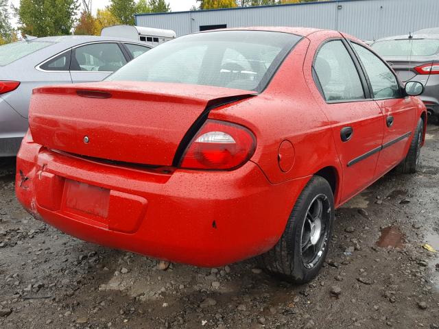 1B3ES26C93D159398 - 2003 DODGE NEON SE RED photo 4