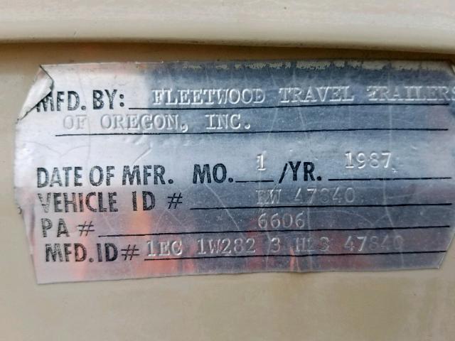 1EC1W2823H2347840 - 1987 FLEETWOOD REGAL BEIGE photo 10