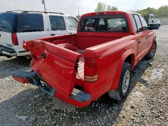 1B7HL38X32S513487 - 2002 DODGE DAKOTA QUA RED photo 4