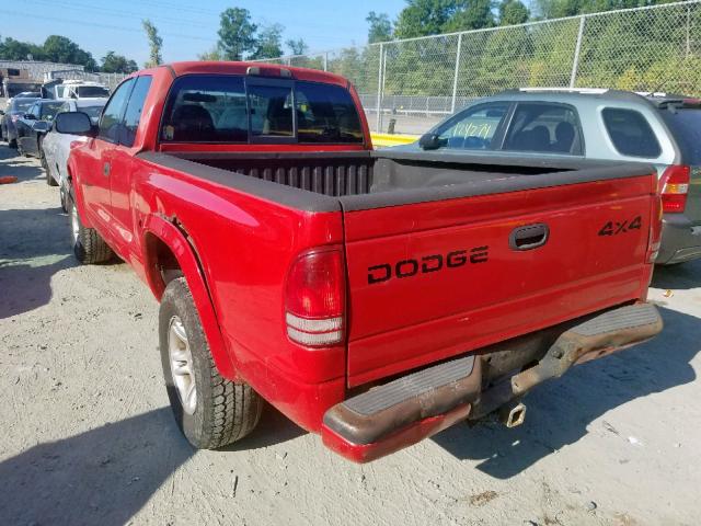 1B7GG22N51S186798 - 2001 DODGE DAKOTA RED photo 3