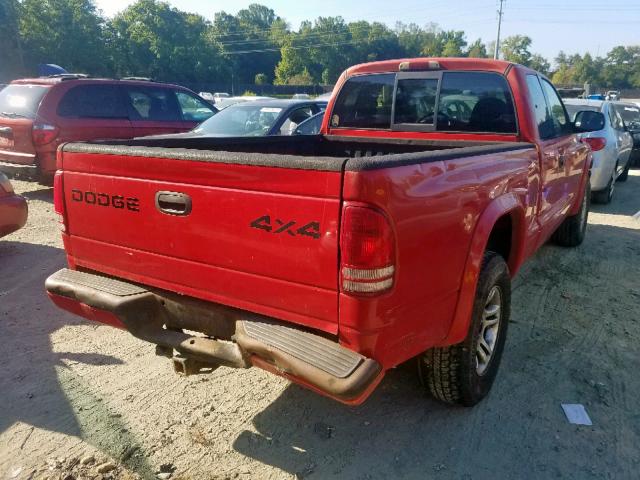 1B7GG22N51S186798 - 2001 DODGE DAKOTA RED photo 4