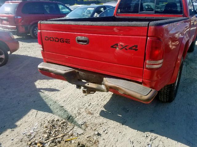 1B7GG22N51S186798 - 2001 DODGE DAKOTA RED photo 9