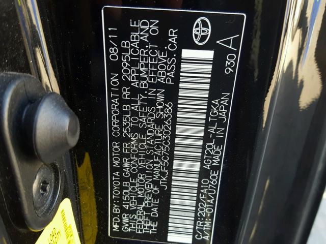 JTKJF5C75C3026386 - 2012 TOYOTA SCION TC 黑色 照片 10