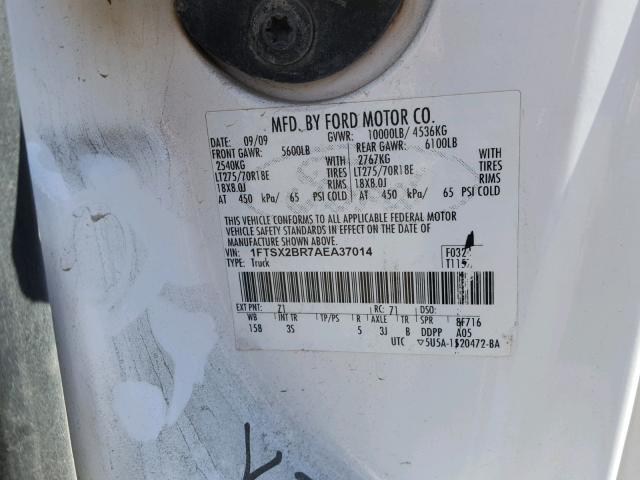 1FTSX2BR7AEA37014 - 2010 FORD F250 SUPER WHITE photo 10