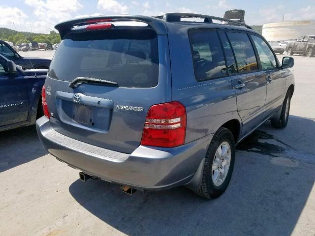 JTEGF21A330074867 - 2003 TOYOTA HIGHLANDER BLUE photo 4