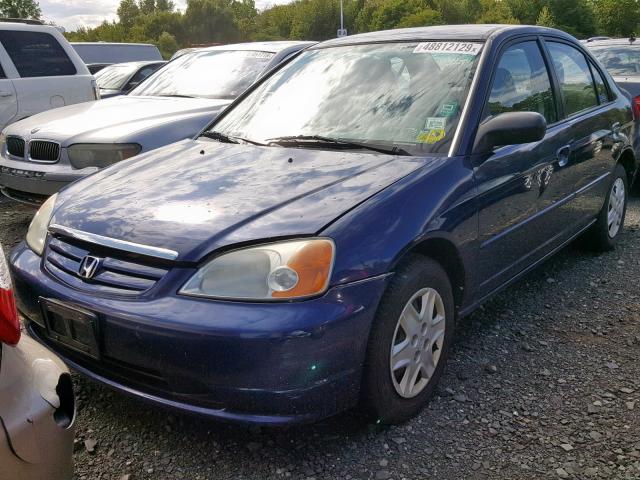 2HGES16523H627275 - 2003 HONDA CIVIC LX BLUE photo 2