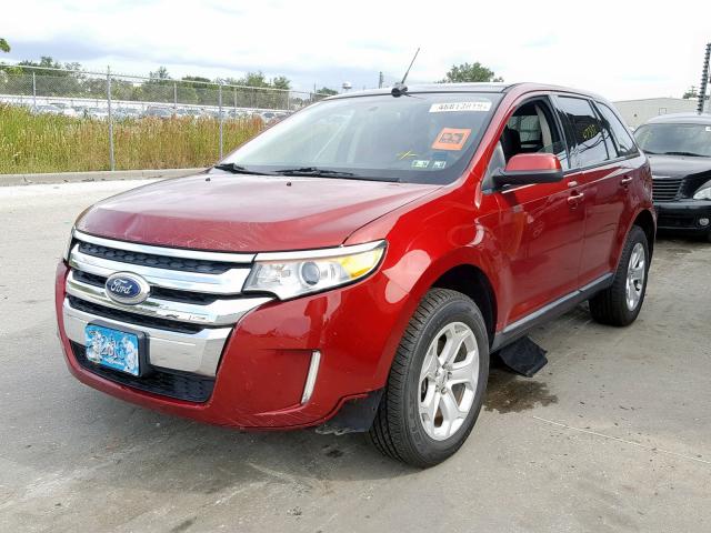 2FMDK4JCXDBA72271 - 2013 FORD EDGE SEL RED photo 2