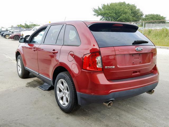 2FMDK4JCXDBA72271 - 2013 FORD EDGE SEL RED photo 3