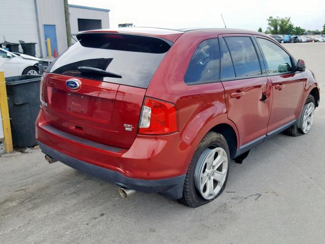 2FMDK4JCXDBA72271 - 2013 FORD EDGE SEL RED photo 4