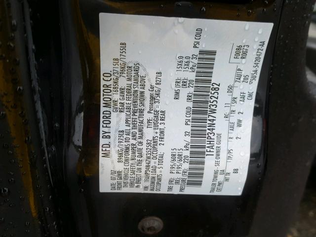 1FAHP34N47W352582 - 2007 FORD FOCUS ZX4 BLACK photo 10