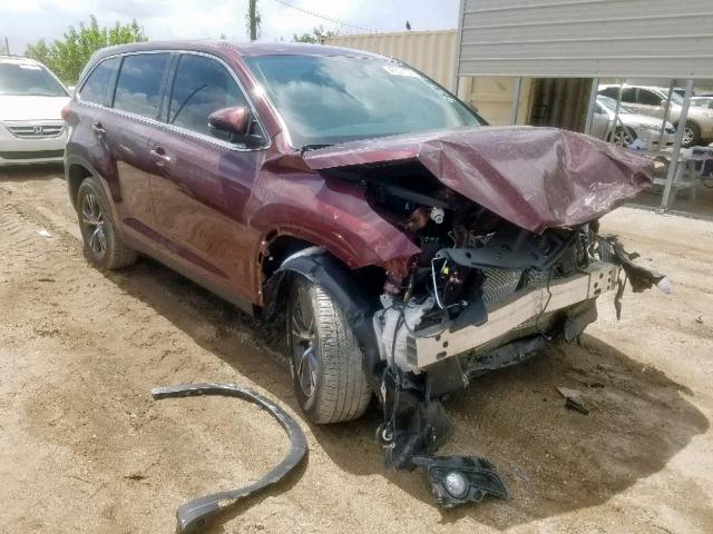 5TDZZRFH0KS289377 - 2019 TOYOTA HIGHLANDER MAROON photo 1