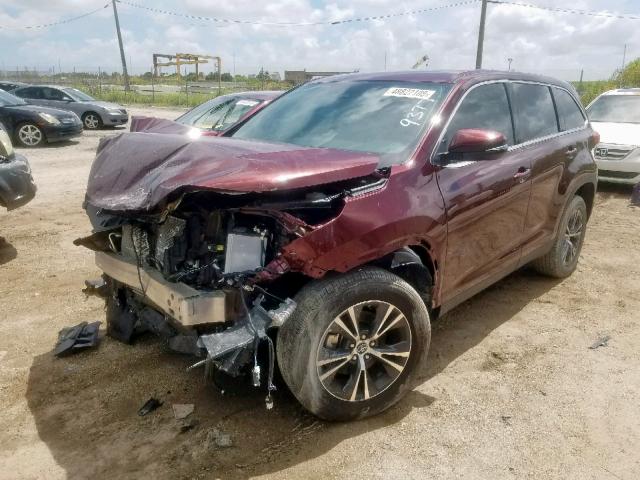 5TDZZRFH0KS289377 - 2019 TOYOTA HIGHLANDER MAROON photo 2