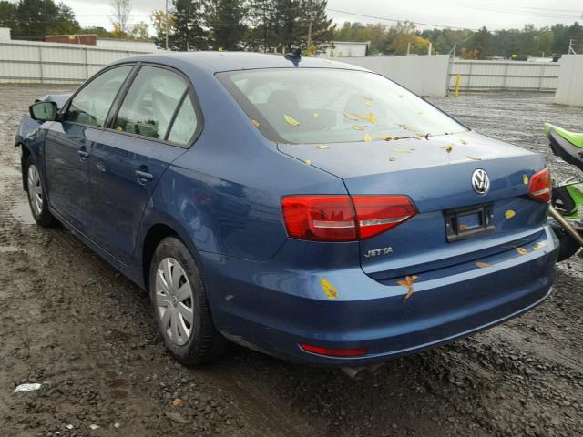 3VW2K7AJ8FM330524 - 2015 VOLKSWAGEN JETTA BASE BLUE photo 3