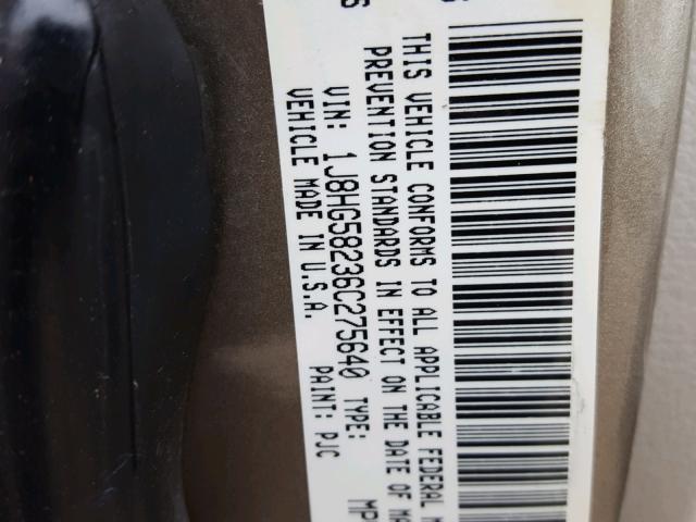 1J8HG58236C275640 - 2006 JEEP COMMANDER GOLD photo 10