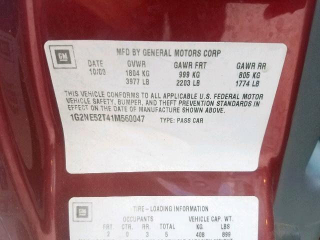 1G2NE52T41M560047 - 2001 PONTIAC GRAND AM S RED photo 10