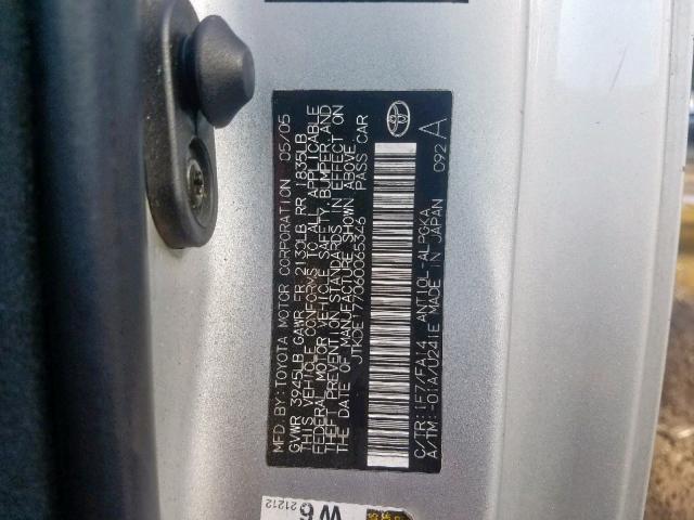 JTKDE177060065346 - 2006 TOYOTA SCION TC ვერცხლისფერი ფოტო 10