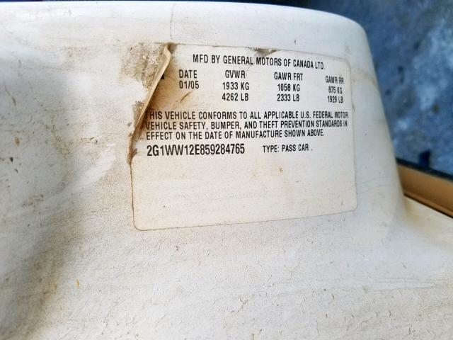 2G1WW12E859284765 - 2005 CHEVROLET MONTE CARL თეთრი ფოტო 10