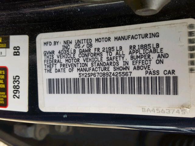 5Y2SP67089Z425567 - 2009 PONTIAC VIBE BLUE photo 10