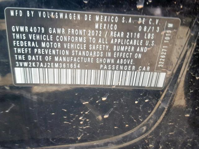 3VW2K7AJ2EM361654 - 2014 VOLKSWAGEN JETTA BASE 黑色 照片 10