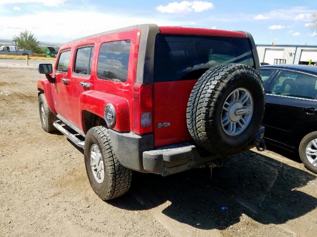 5GTEN13E598144946 - 2009 HUMMER H3 RED photo 3