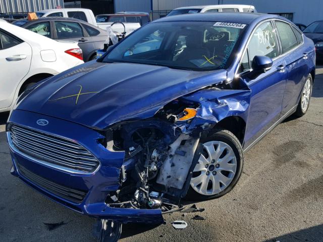 3FA6P0G72DR123092 - 2013 FORD FUSION S BLUE photo 2