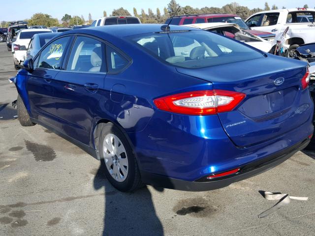 3FA6P0G72DR123092 - 2013 FORD FUSION S BLUE photo 3