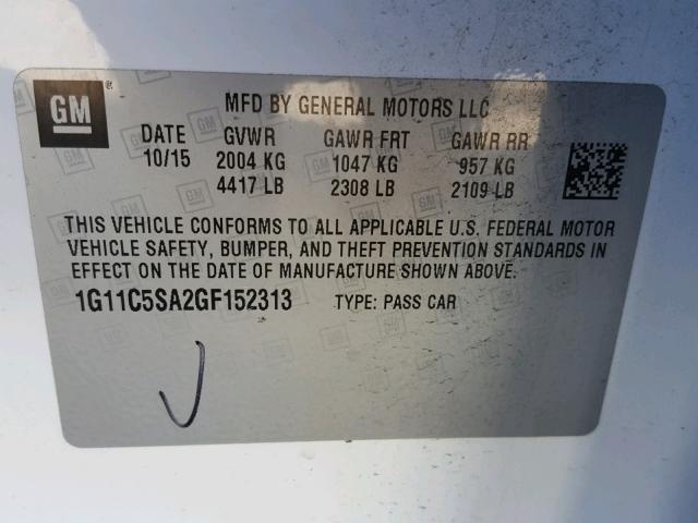 1G11C5SA2GF152313 - 2016 CHEVROLET MALIBU LIM 白色 照片 10