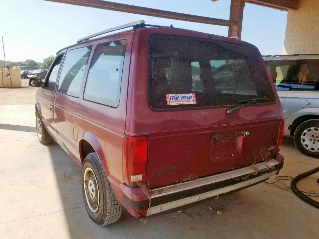 2B4FK45K6KR301030 - 1989 DODGE CARAVAN SE MAROON photo 3