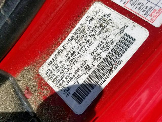 JN1AZ4EH6DM383900 - 2013 NISSAN 370Z BASE RED photo 10