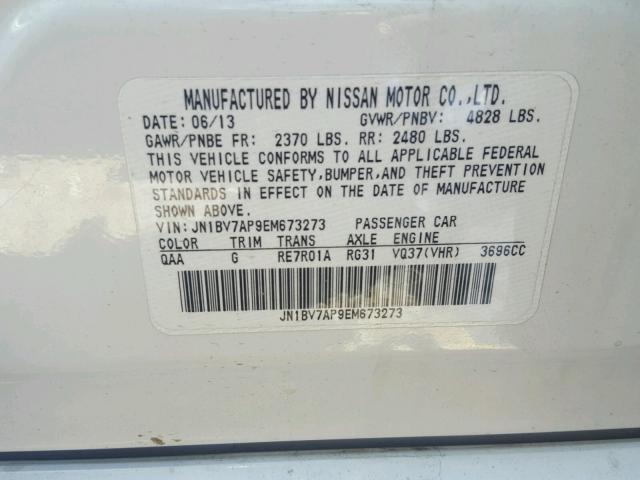 JN1BV7AP9EM673273 - 2014 INFINITI Q50 BASE WHITE photo 10