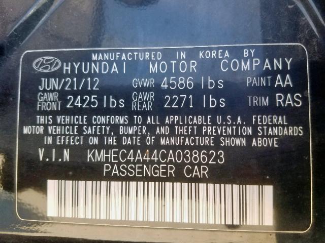 KMHEC4A44CA038623 - 2012 HYUNDAI SONATA HYB BLACK photo 10