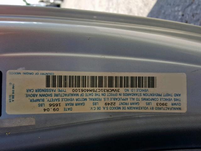 3VWCR31C75M406100 - 2005 VOLKSWAGEN NEW BEETLE ვერცხლისფერი ფოტო 10