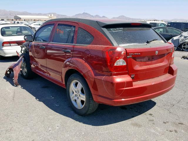 1B3HB48BX7D159588 - 2007 DODGE CALIBER SX BURGUNDY photo 3