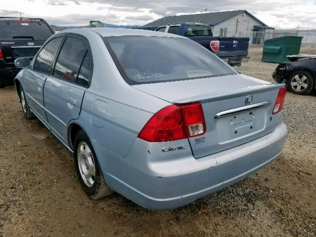 JHMES96653S005444 - 2003 HONDA CIVIC HYBR BLUE photo 3