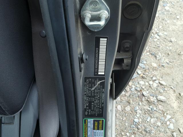 KNADH4A35A6629419 - 2010 KIA RIO LX GRAY photo 10