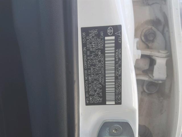 JTKKU10449J042807 - 2009 TOYOTA SCION XD WHITE photo 10