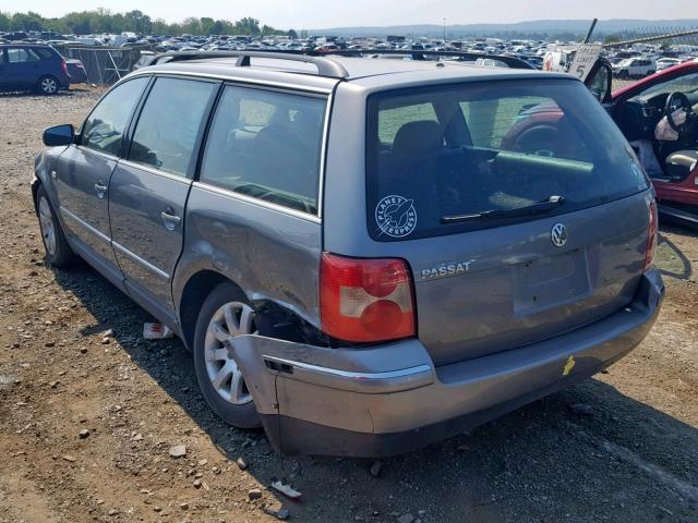 WVWVD63B62E394958 - 2002 VOLKSWAGEN PASSAT GLS GRAY photo 3