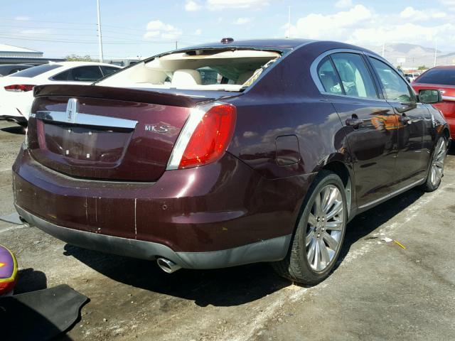 1LNHL9DR4BG609458 - 2011 LINCOLN MKS BURGUNDY photo 4