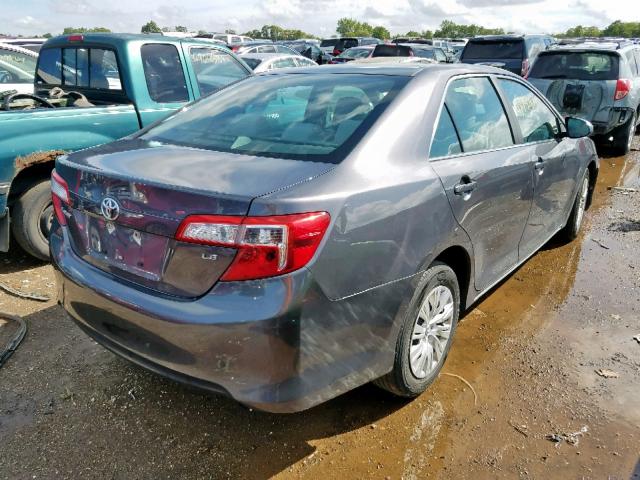 4T4BF1FK6DR312345 - 2013 TOYOTA CAMRY L GRAY photo 4