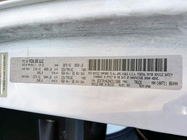 3C6TRVNG3HE511606 - 2017 RAM PROMASTER 白色 照片 10