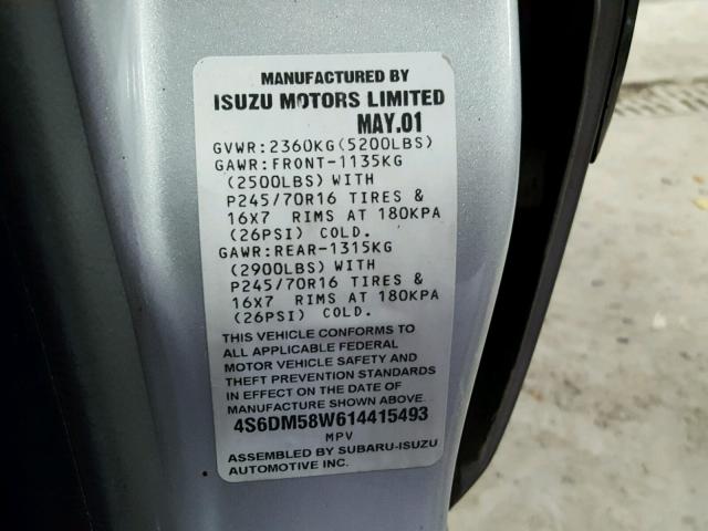 4S6DM58W614415493 - 2001 HONDA PASSPORT E 银色 照片 10