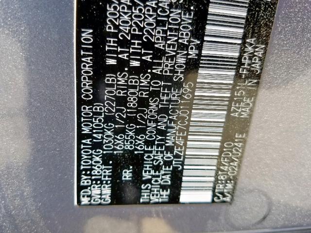 JTLZE4FE7CJ011695 - 2012 TOYOTA SCION XB 灰色 照片 10