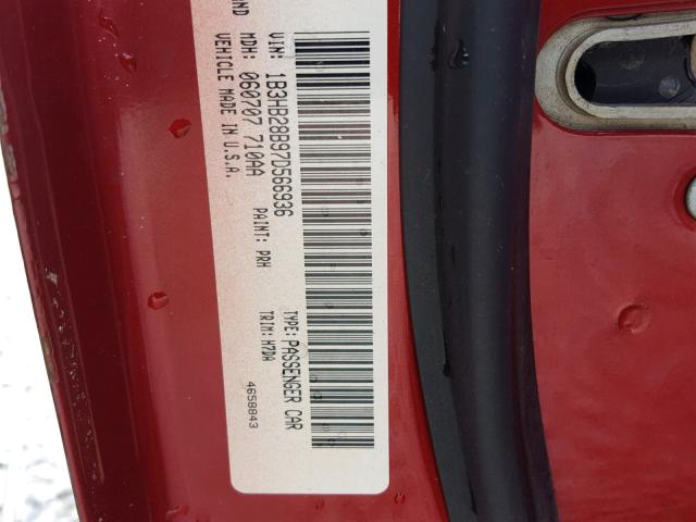 1B3HB28B97D566936 - 2007 DODGE CALIBER RED photo 10