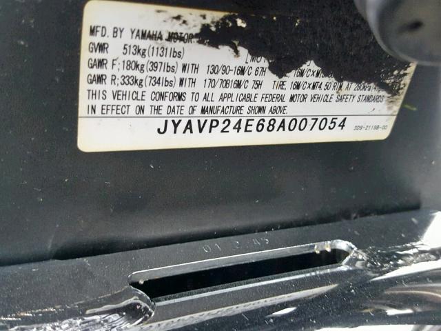 JYAVP24E68A007054 - 2008 YAMAHA XVS1300 A BLACK photo 20