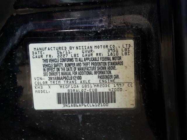 3N1AB6AP6CL612100 - 2012 NISSAN SENTRA 2.0 BLACK photo 10