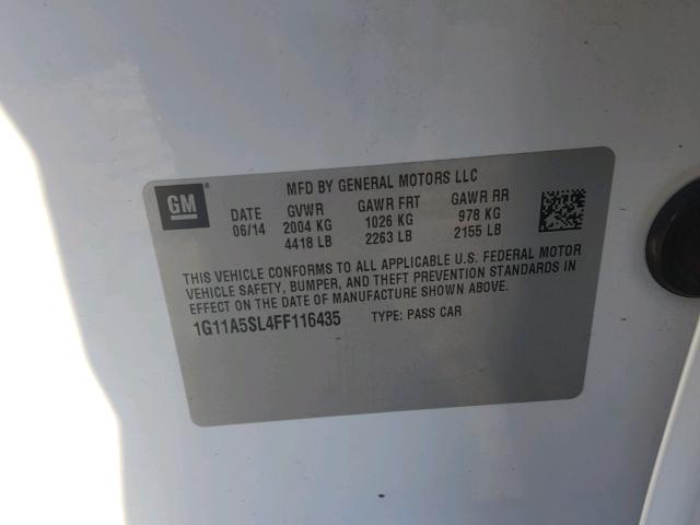 1G11A5SL4FF116435 - 2015 CHEVROLET MALIBU LS Ağ foto 10