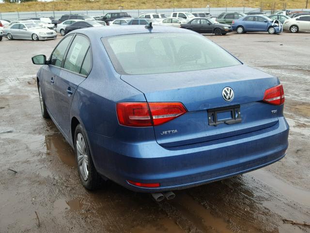 3VWLA7AJ1FM328606 - 2015 VOLKSWAGEN JETTA TDI BLUE photo 3