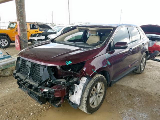 2FMPK3J91HBB88573 - 2017 FORD EDGE SEL BURGUNDY photo 2