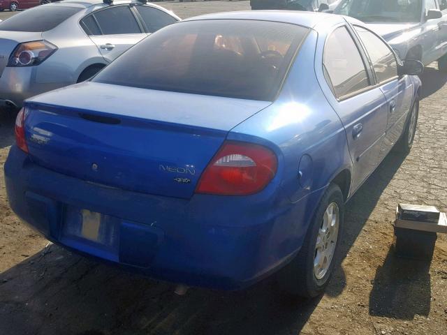 1B3ES56C44D536657 - 2004 DODGE NEON SXT BLUE photo 4