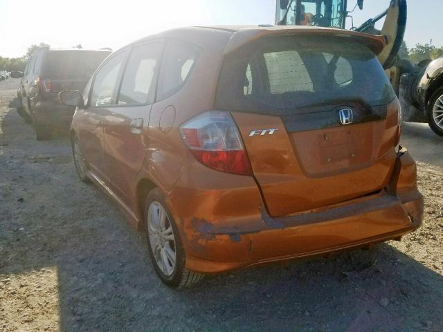 JHMGE8H42AC023106 - 2010 HONDA FIT SPORT ORANGE photo 3